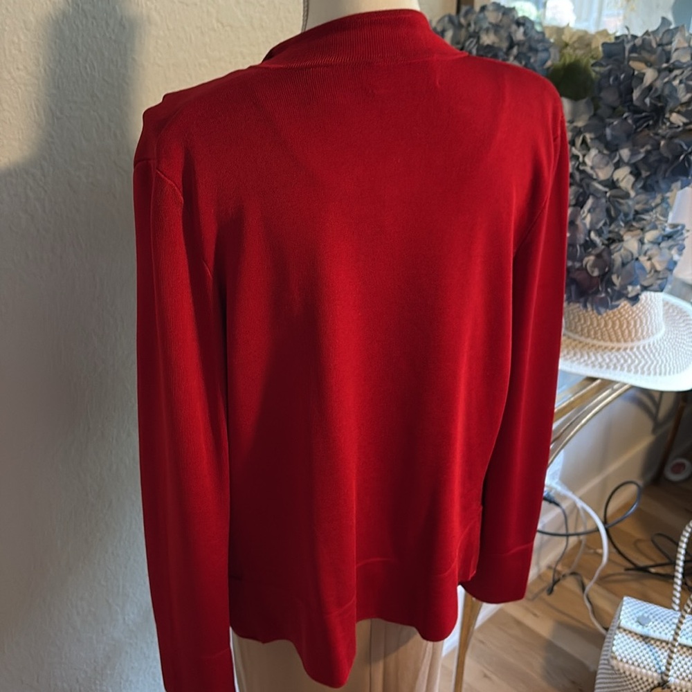 Dana Buchman red open cardigan sweater size medium - Picture 6 of 6